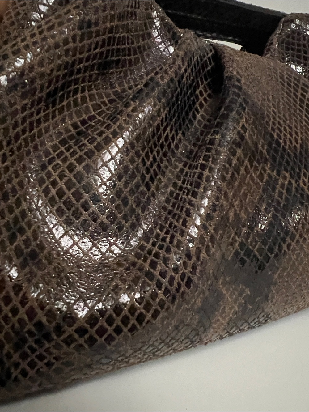 Made in Italy Leather  Snakeskin-Effect Top-Handle Bag - Picture 9 of 9